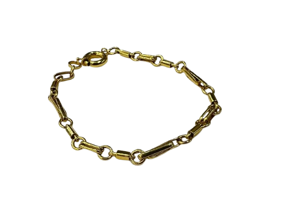 Gold Link Bracelet with Circular and Bar Links