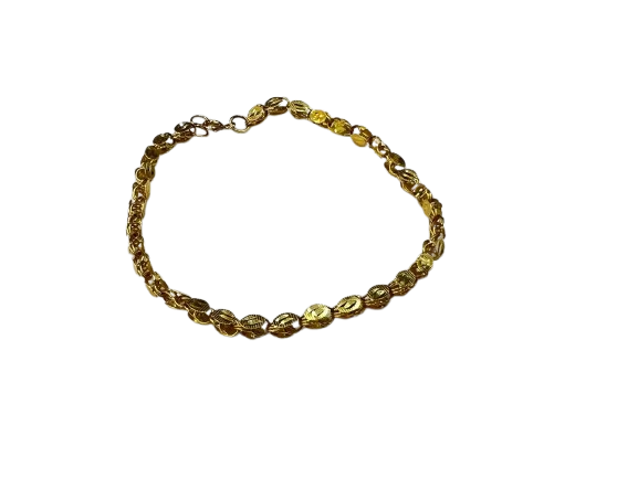 Gold Beaded Bracelet with Textured Oval Beads