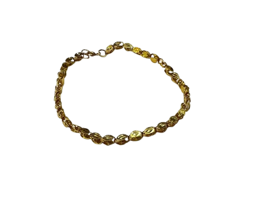 Gold Beaded Bracelet with Textured Oval Beads