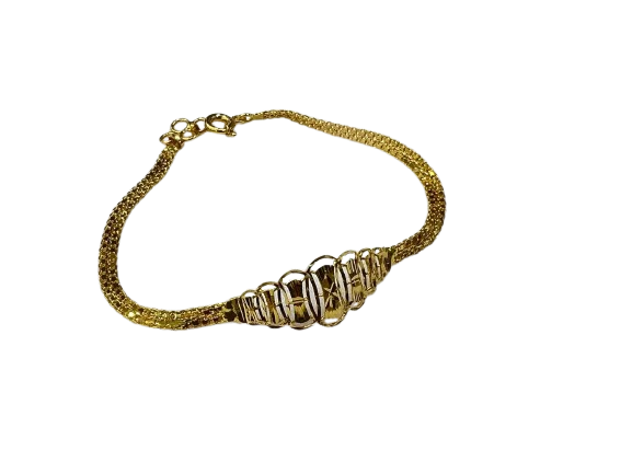 Gold Bracelet with Interlocking Loop Design