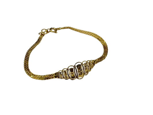 Gold Bracelet with Interlocking Loop Design