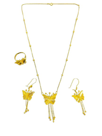 21k- Butterfly Necklace set Bahrani Design 14.8 Grams