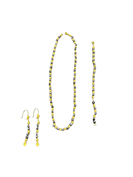 Black & Gold Bead Necklace set 40.2 G